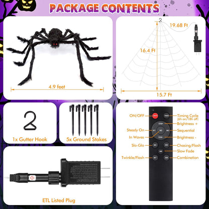 Illuminated Halloween Spider Web Lights