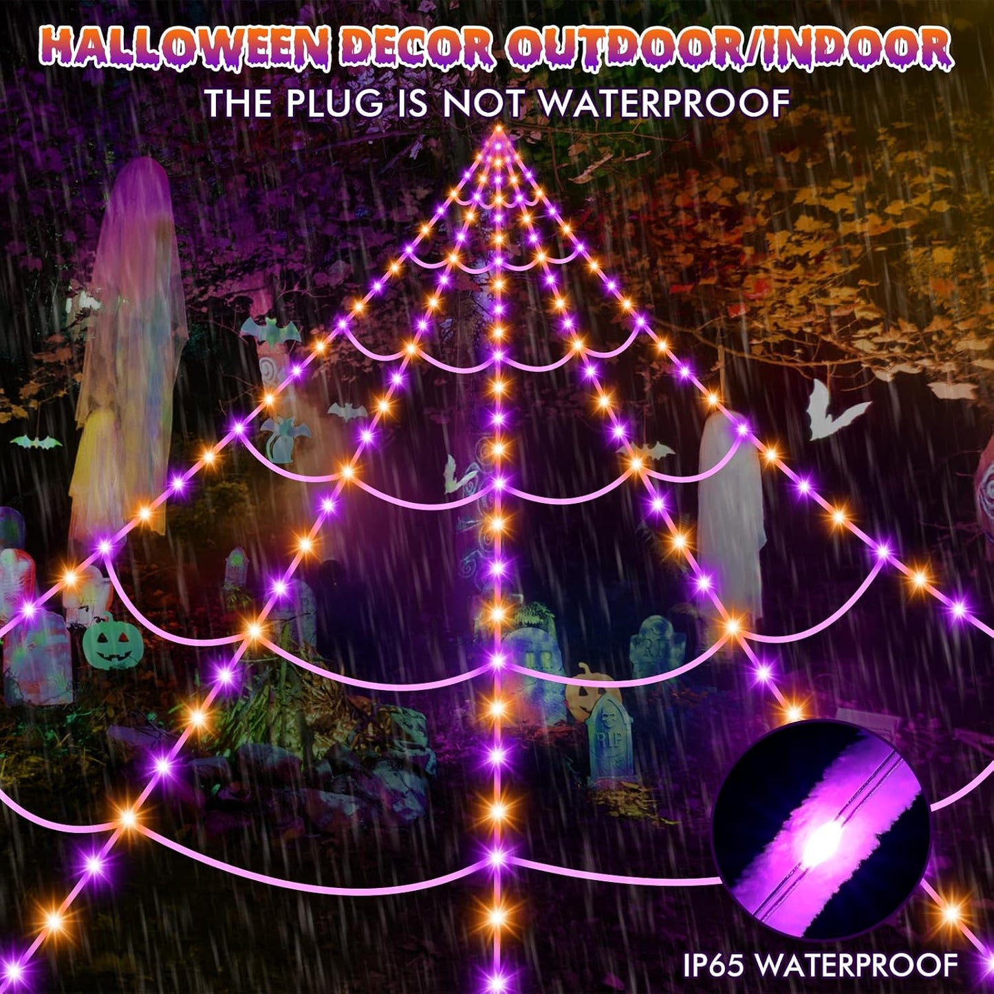 Illuminated Halloween Spider Web Lights