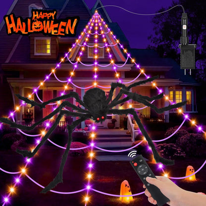 Illuminated Halloween Spider Web Lights