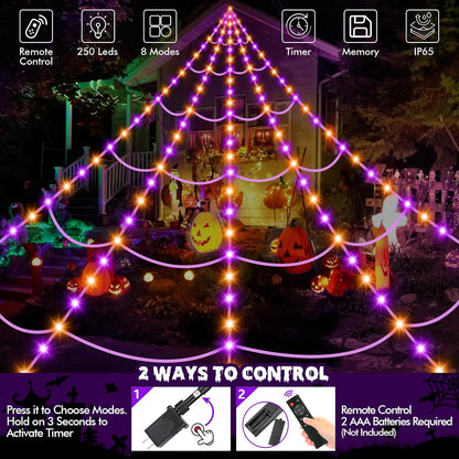 Illuminated Halloween Spider Web Lights